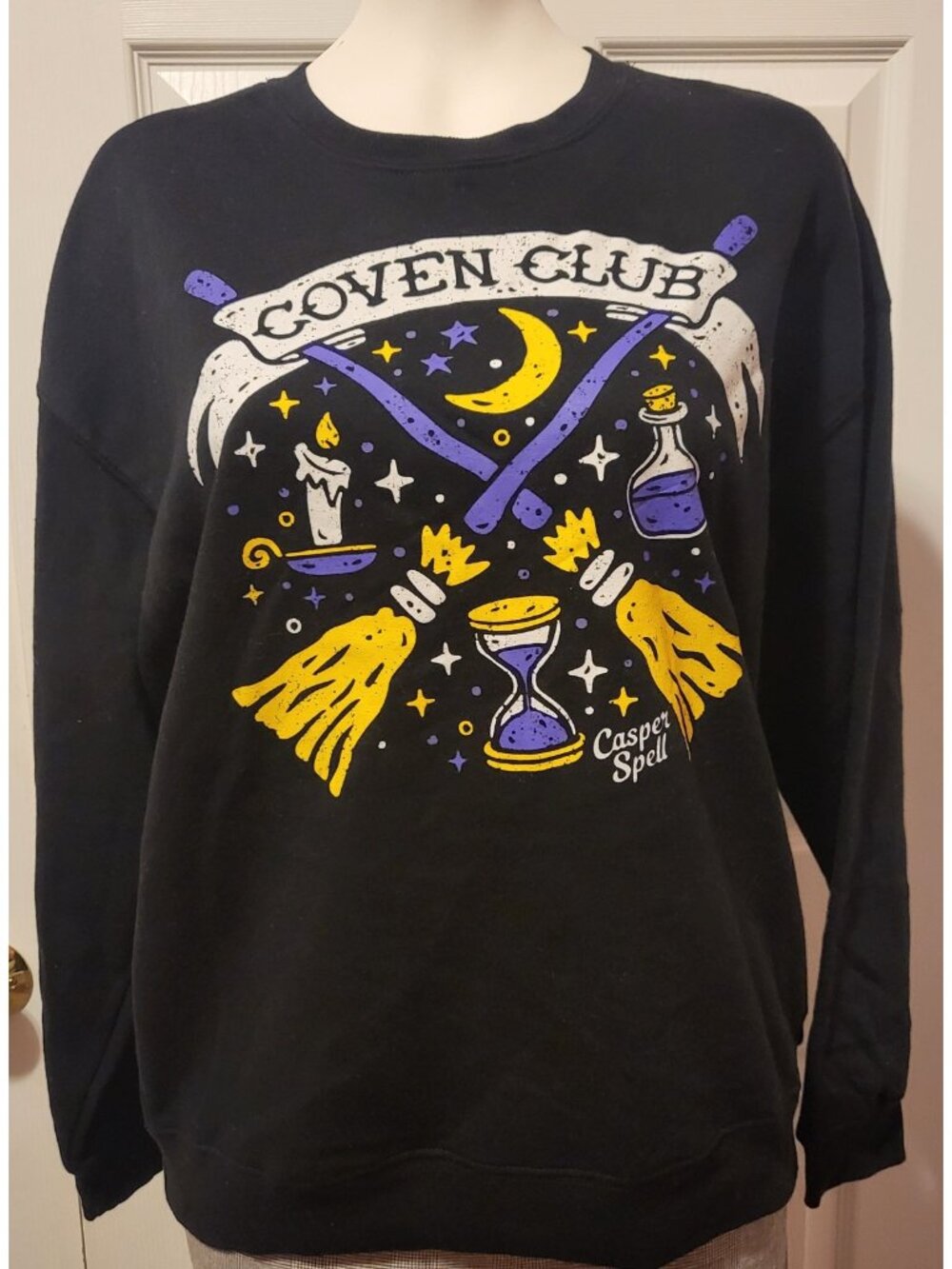 Halloween Threadless by Casper Spell Coven Club Sweatshirt Black Comfy Size XS